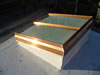 Copper frame skylight hatch with frosted glass, closed position
