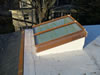 Copper frame skylight hatch with frosted glass, closed position